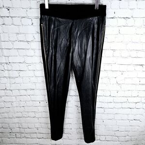NYGARD SLIMS | faux leather zipper detail skinny legging pants